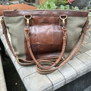 Carriage Don Leather and Canvas Purse/Tote
